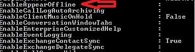 EnableAppearOffline Lync 2010
