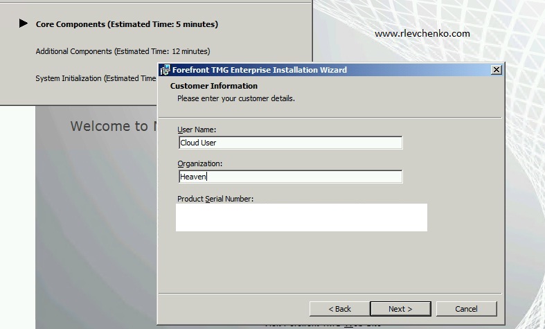 Type your name and organization, paste license key and click 