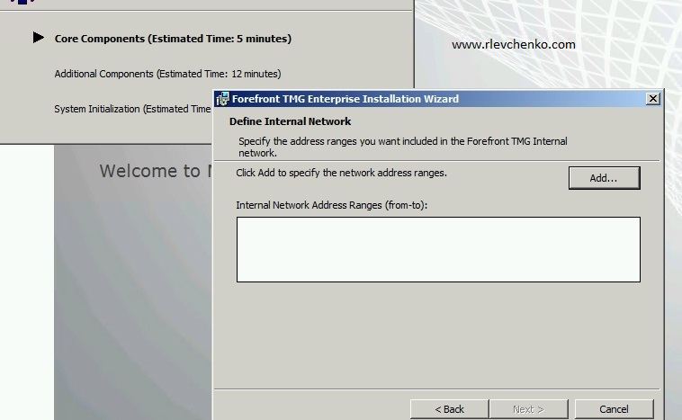 Add your internal adapter and click 