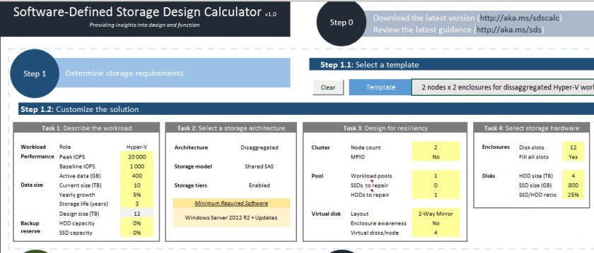 windows server storage calculator advanced