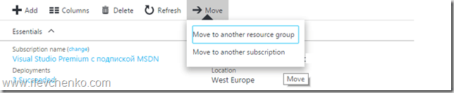 azure move in portal