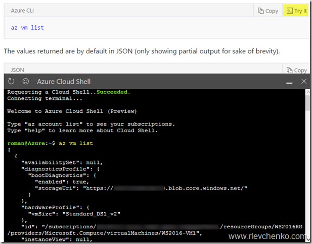 azure cloud shell and docs